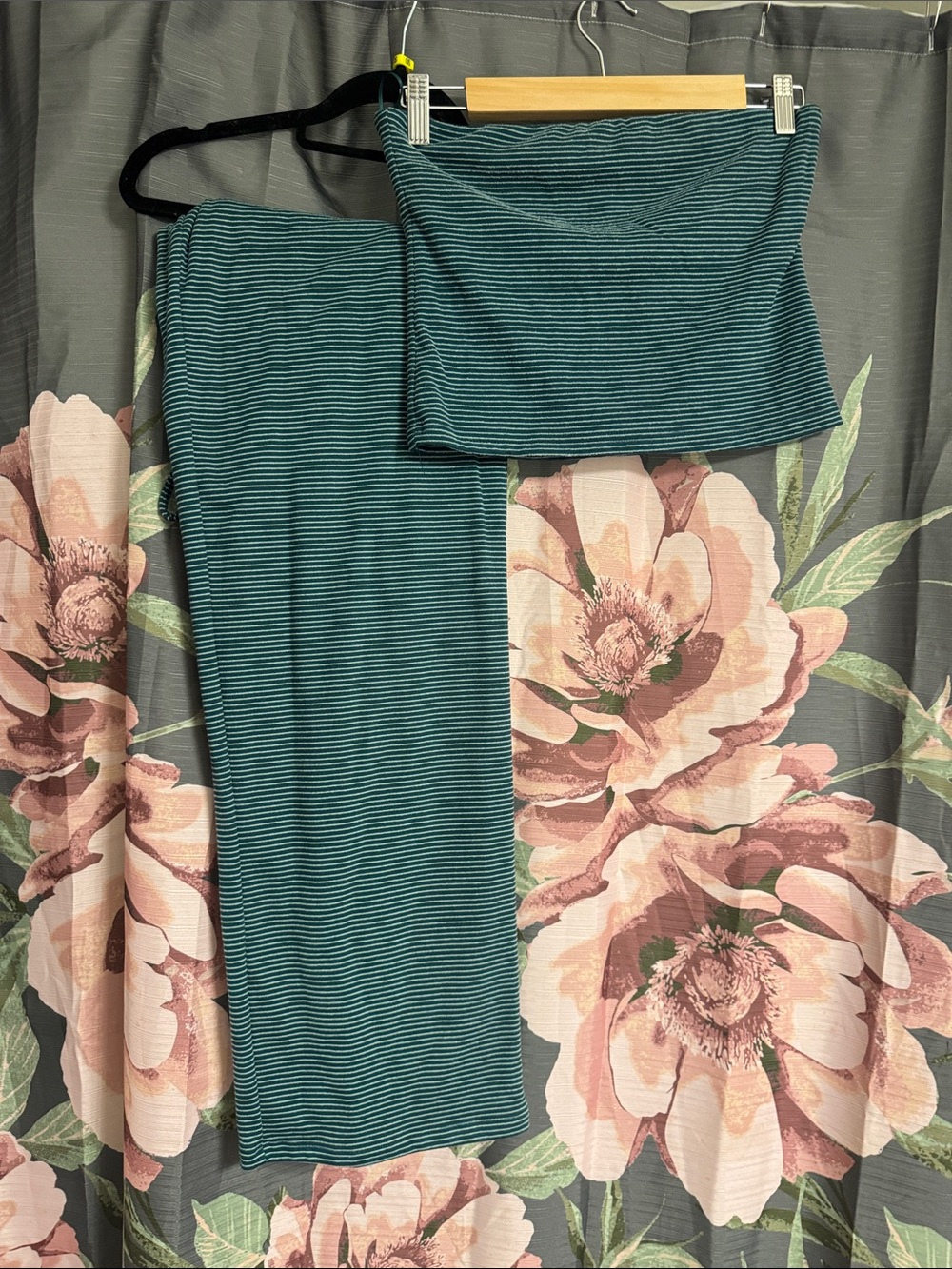 Striped Teal Maxi Skirt - Women